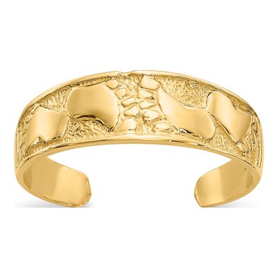 14K Yellow Gold Footprints Toe Ring