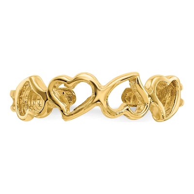 14K Yellow Gold Open Hearts Toe Ring – view 5