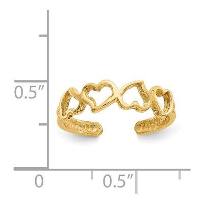 14K Yellow Gold Open Hearts Toe Ring – view 6