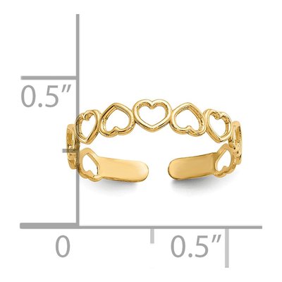 14K Yellow Gold Open Hearts Toe Ring – view 6
