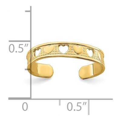 14K Yellow Gold Heart Toe Ring – view 5