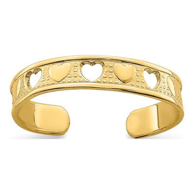 14K Yellow Gold Heart Toe Ring