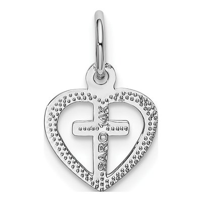 14K White Gold Cross Heart Pendant – view 4