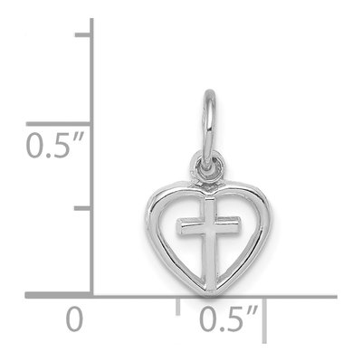 14K White Gold Cross Heart Pendant – view 5