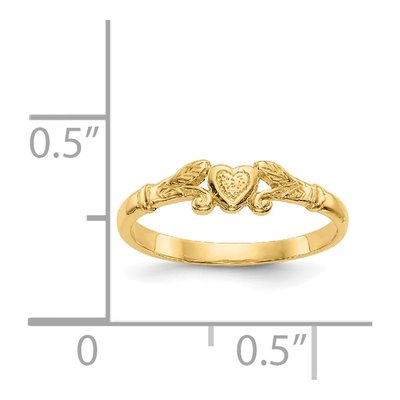 14K Yellow Gold Textured Mini Heart Baby Ring – view 4