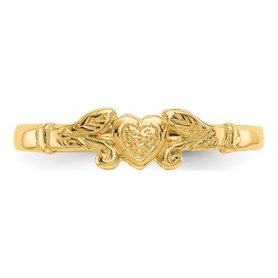 14K Yellow Gold Textured Mini Heart Baby Ring – view 6