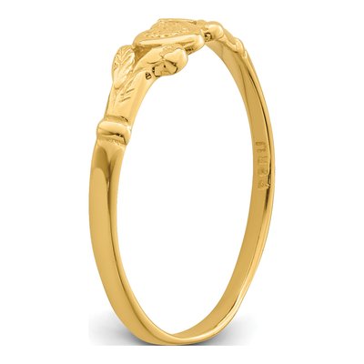 14K Yellow Gold Textured Mini Heart Baby Ring – view 8