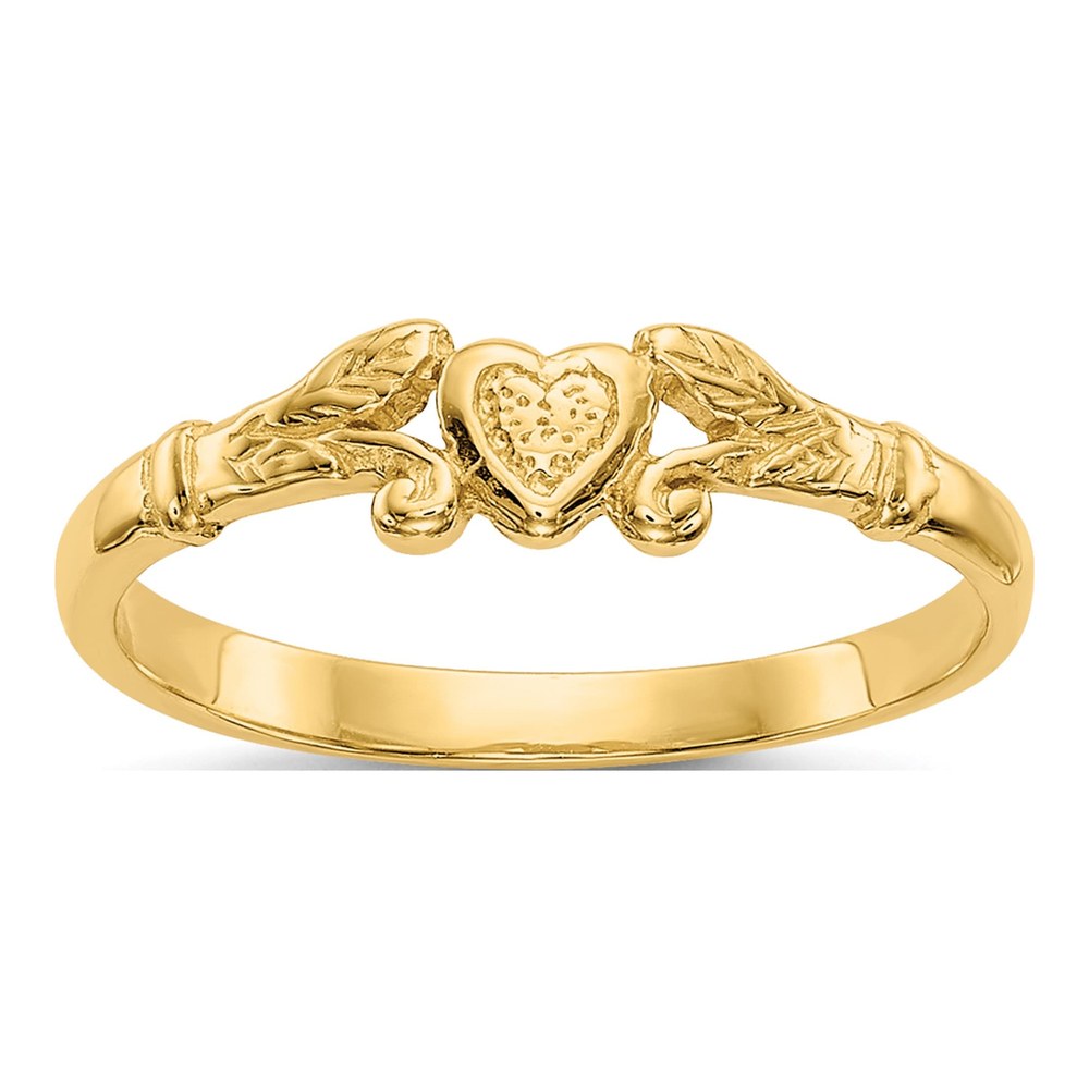 14K Yellow Gold Textured Mini Heart Baby Ring