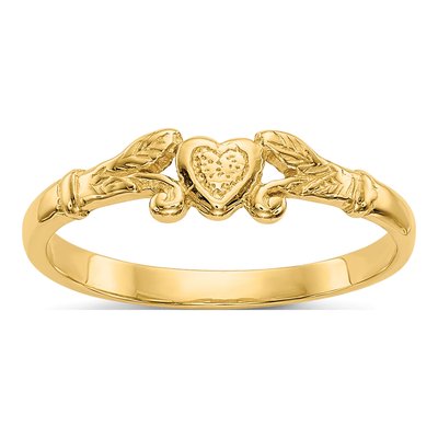 14K Yellow Gold Textured Mini Heart Baby Ring