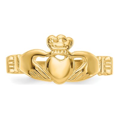 14K Yellow Gold Claddagh Baby Ring – view 6