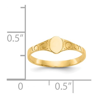 14K Yellow Gold Kids' Oval Signet Ring – view 4