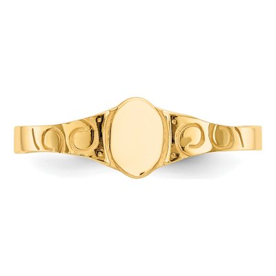 14K Yellow Gold Kids' Oval Signet Ring – view 6