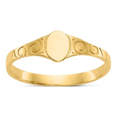14K Yellow Gold Kids' Oval Signet Ring