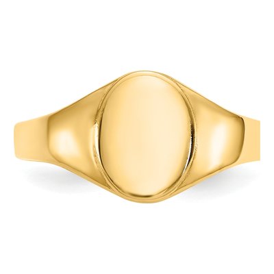 14K Yellow Gold Baby Oval Signet Ring – view 6