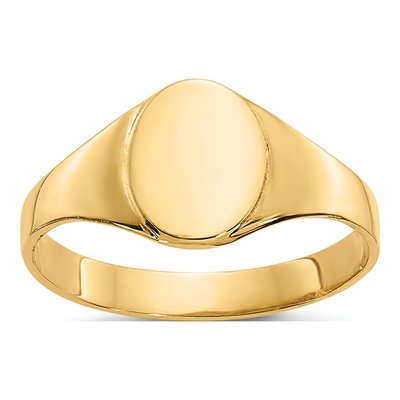 14K Yellow Gold Baby Oval Signet Ring