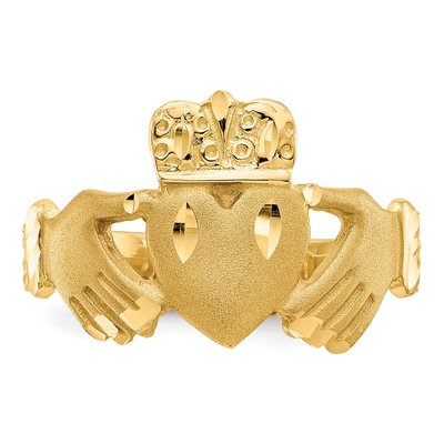 Men's 14K Yellow Gold Claddagh Ring – view 6