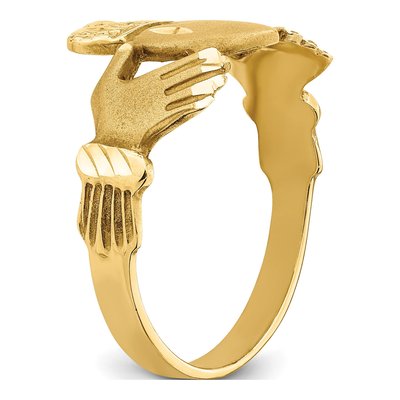 Men's 14K Yellow Gold Claddagh Ring – view 8