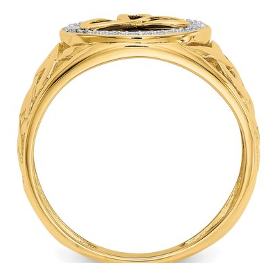 Men's 14K Yellow Gold Onyx & Diamond Trinity Knot Ring – view 3