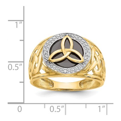 Men's 14K Yellow Gold Onyx & Diamond Trinity Knot Ring – view 4