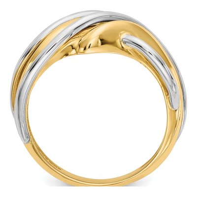 14K Two-Tone Gold Wave Ring – view 3