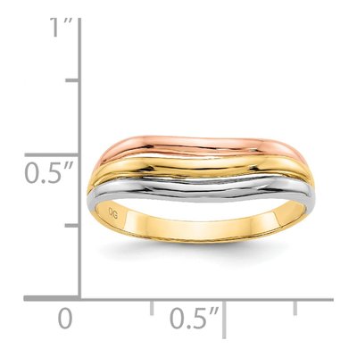 14K Tri-Color Gold Open Fancy Curved Ring – view 4