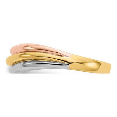 14K Tri-Color Gold Open Fancy Curved Ring – view 5