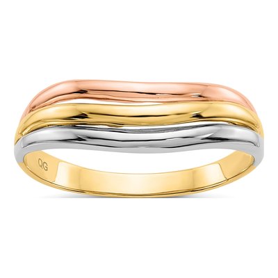 14K Tri-Color Gold Open Fancy Curved Ring