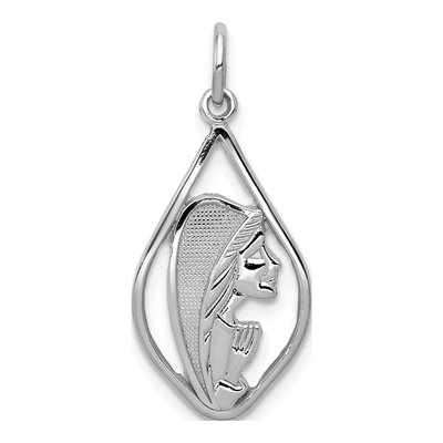 14K White Gold Blessed Virgin Mary Pendant