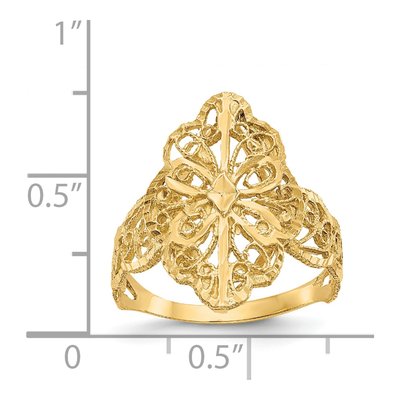 14K Yellow Gold Diamond-Cut Filigree Ring – view 5