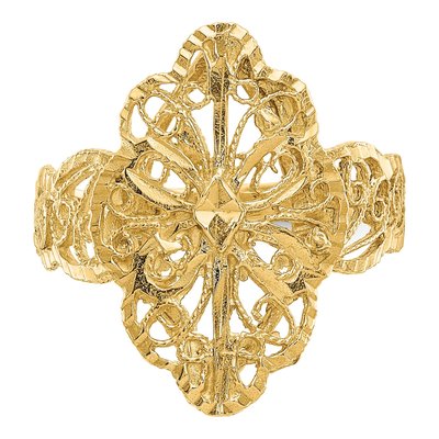 14K Yellow Gold Diamond-Cut Filigree Ring – view 7