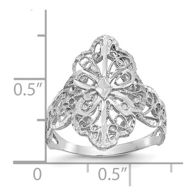 14K White Gold Diamond-Cut Filigree Ring – view 3