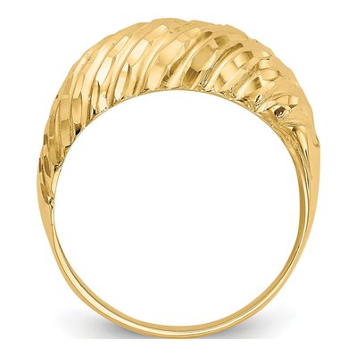 14K Yellow Gold Diamond-Cut Dome Ring – view 3