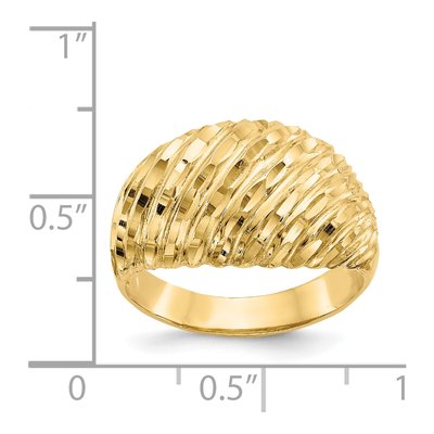 14K Yellow Gold Diamond-Cut Dome Ring – view 4