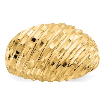 14K Yellow Gold Diamond-Cut Dome Ring – view 6