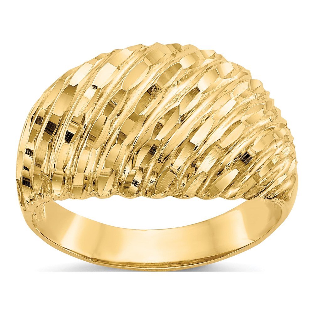 14K Yellow Gold Diamond-Cut Dome Ring