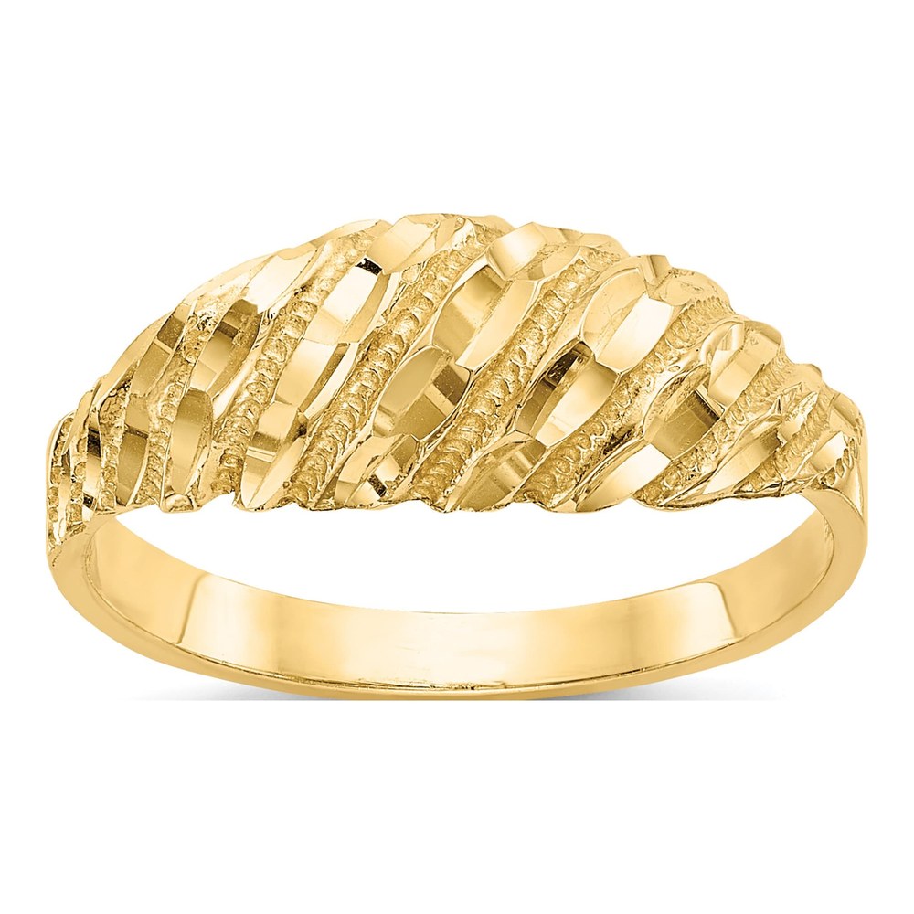 14K Yellow Gold Diamond-Cut Dome Ring
