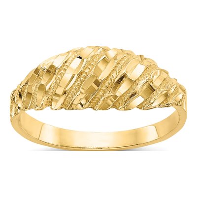 14K Yellow Gold Diamond-Cut Dome Ring