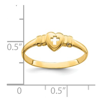 14K Yellow Gold Heart Cross Cut-Out Ring – view 4