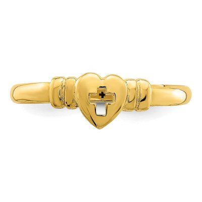 14K Yellow Gold Heart Cross Cut-Out Ring – view 6