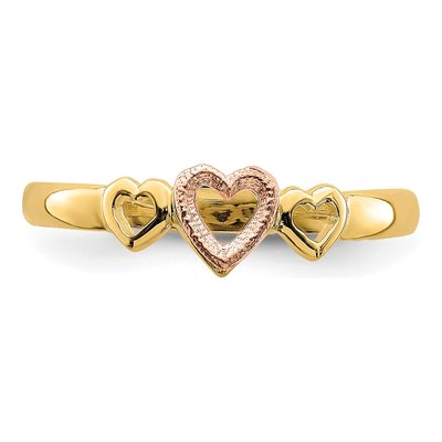 14K Two-Tone Gold Hearts Ring – view 6