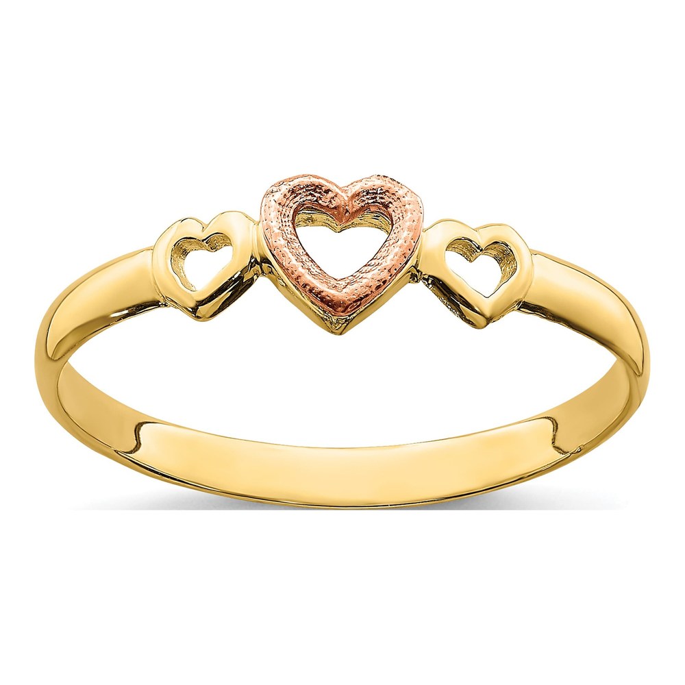 14K Two-Tone Gold Hearts Ring