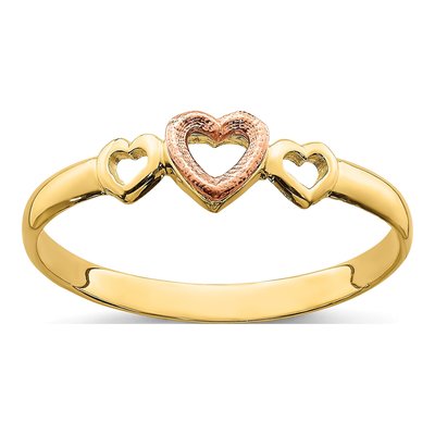 14K Two-Tone Gold Hearts Ring