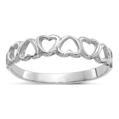 14K White Gold Hearts Ring
