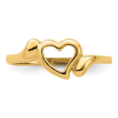 14K Yellow Gold Open Heart Swirl Ring – view 6