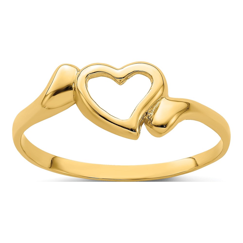 14K Yellow Gold Open Heart Swirl Ring