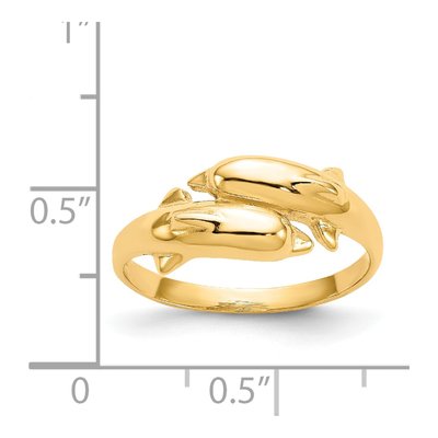 14K Yellow Gold Double Dolphin Bypass Ring – view 4