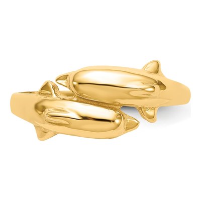 14K Yellow Gold Double Dolphin Bypass Ring – view 6