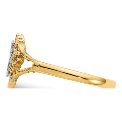 14K Two-Tone Gold Diamond-Cut Cross Ring – view 5