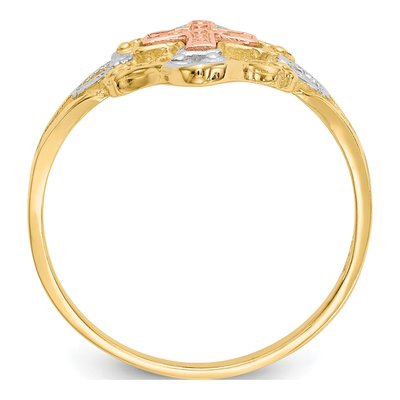 14K Two-Tone Gold Cross Ring – view 3