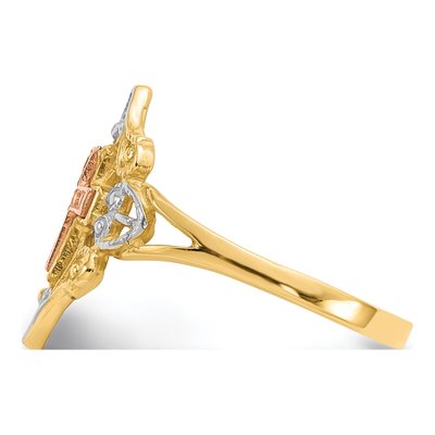 14K Two-Tone Gold Cross Ring – view 5